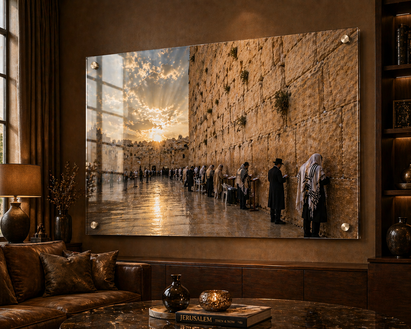 שחר זהוב בכותל המערבי - תמונת זכוכית לבית קודש מיהלום לבית
